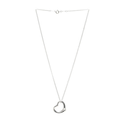 Tiffany Sterling Silver 22mm Elsa Peretti Open Heart Pendant Necklace 3 of 5