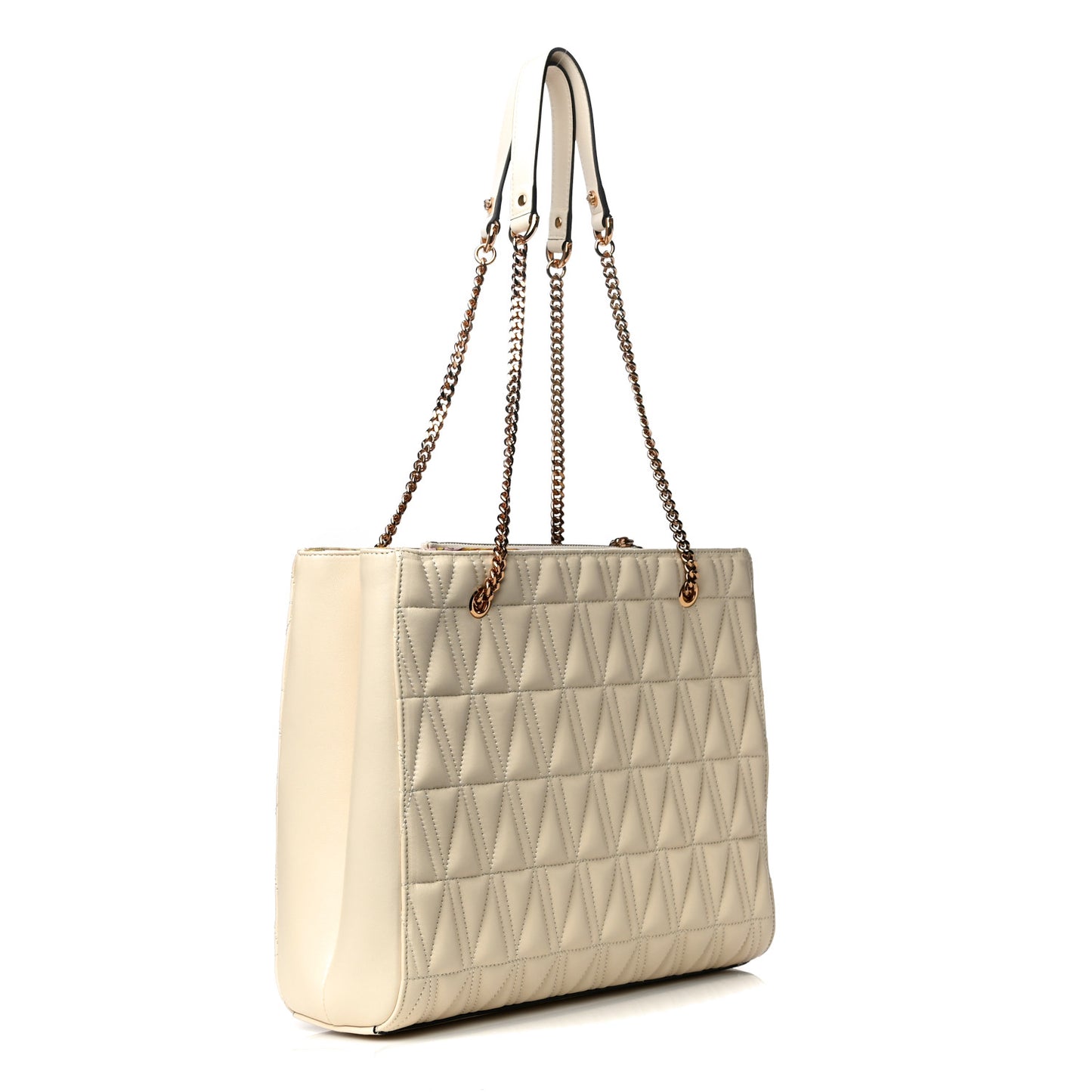 Nappa Barocco Quilted Virtus Chain Shoulder Bag Ecru