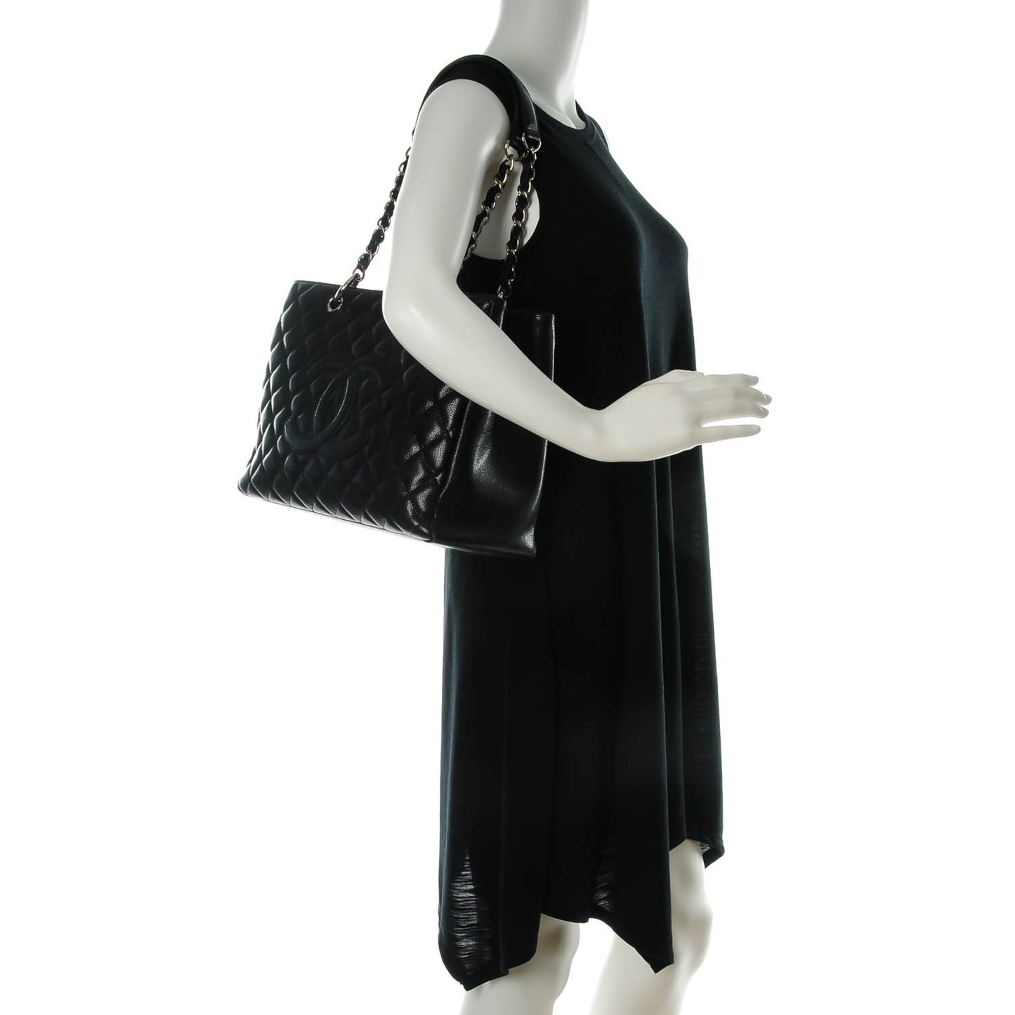 Caviar Quilted Grand Shopping Tote GST Black