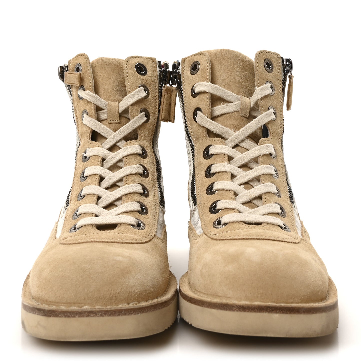 Toile Suede Calfskin CC Lace Up Short Boots 39 Light Beige