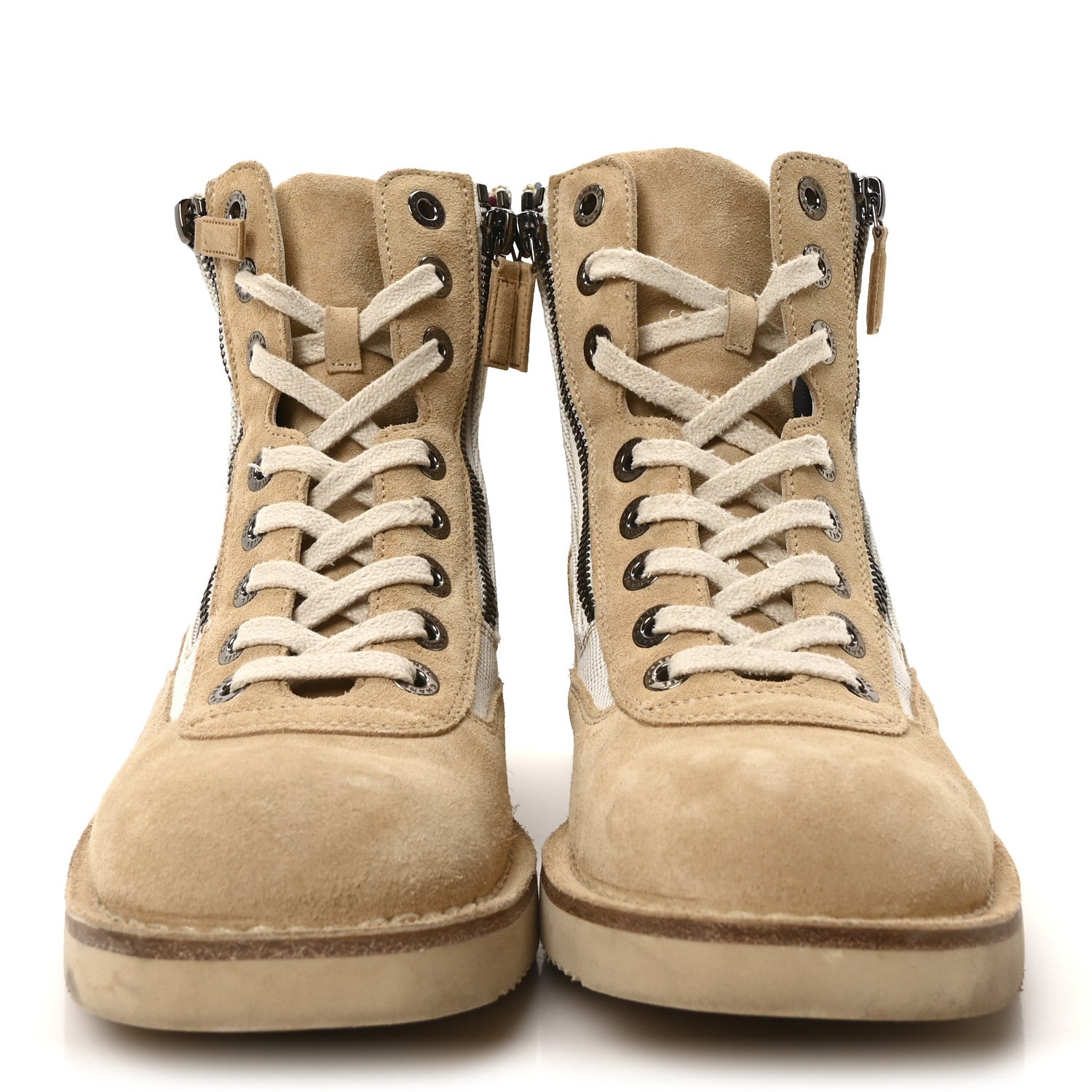 Chanel Toile Suede Calfskin CC Lace Up Short Boots 39 Light Beige 3 of 10