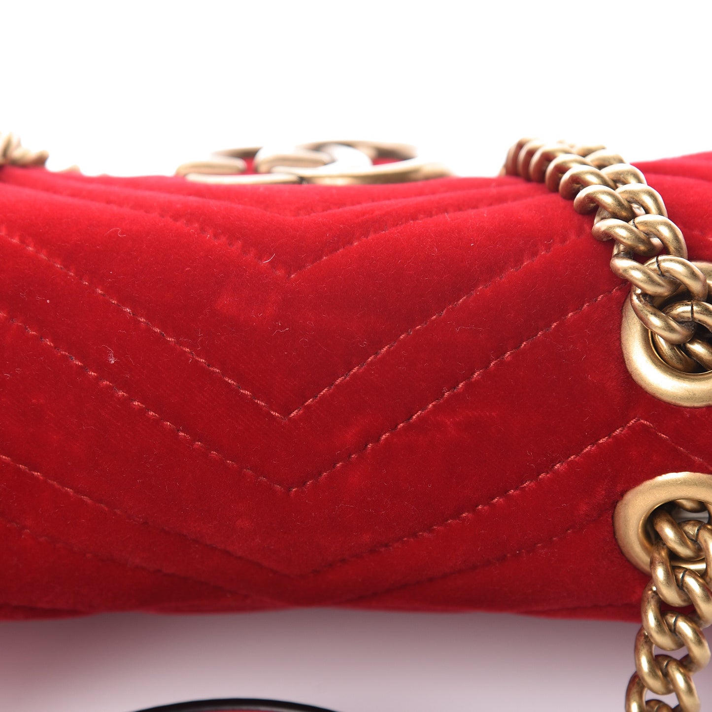 Velvet Matelasse Mini GG Marmont Shoulder Bag Hibiscus Red