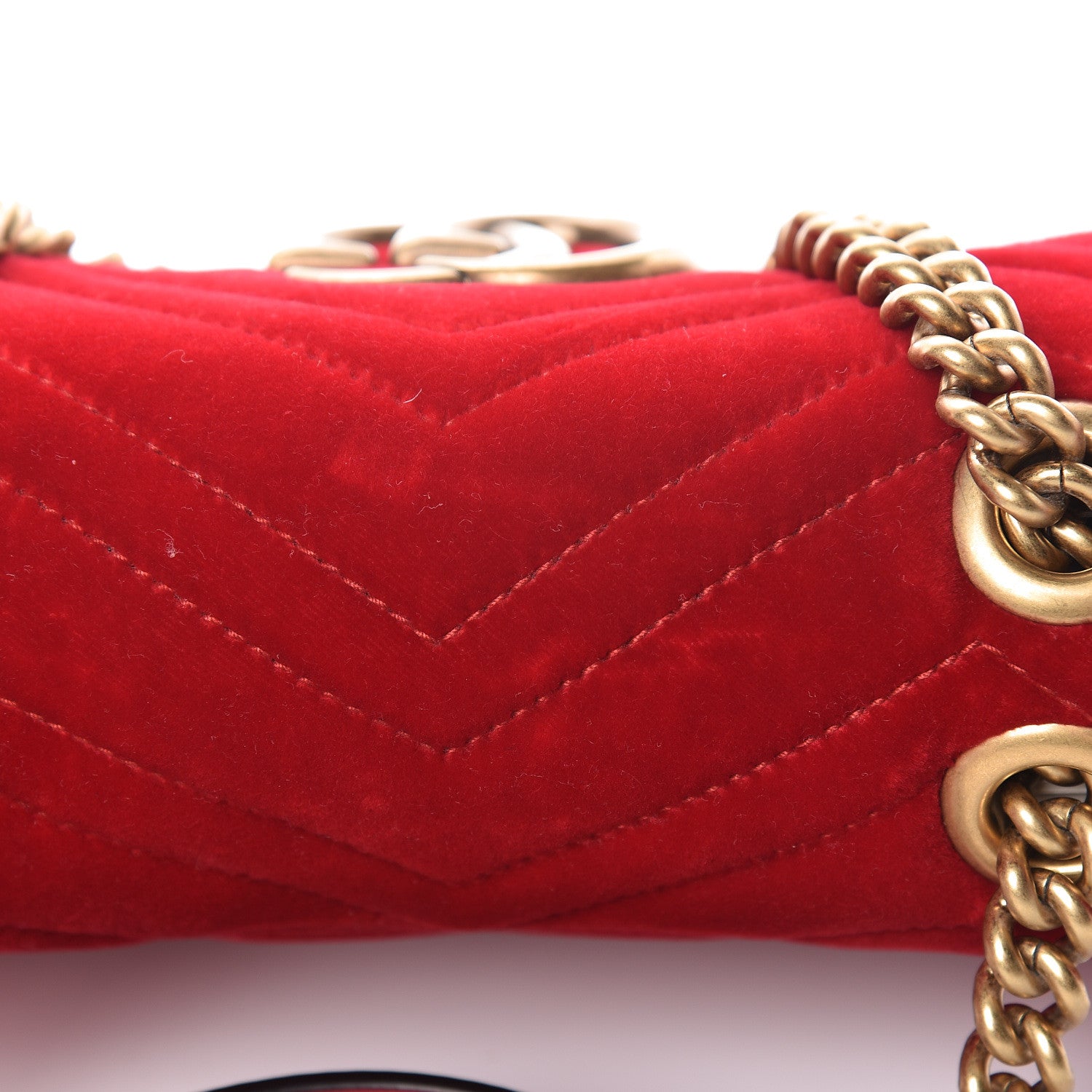 Gucci Velvet Matelasse Mini GG Marmont Shoulder Bag Hibiscus Red 16 of 18
