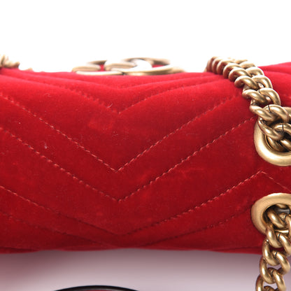 Gucci Velvet Matelasse Mini GG Marmont Shoulder Bag Hibiscus Red 16 of 18