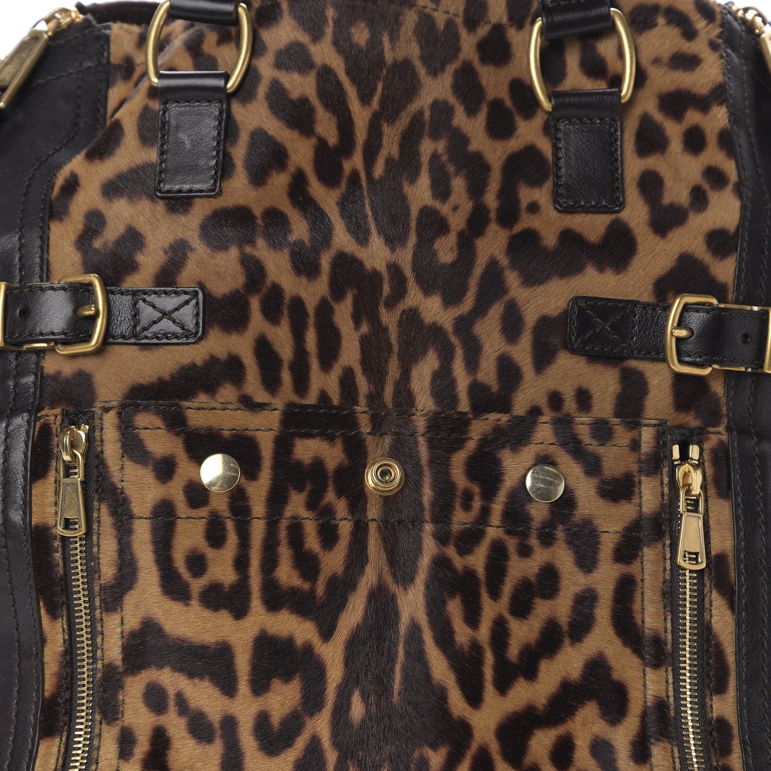 Saint Laurent Calfskin Leopard Print Pony Hair Medium Downtown Tote Dark Brown 10 of 10