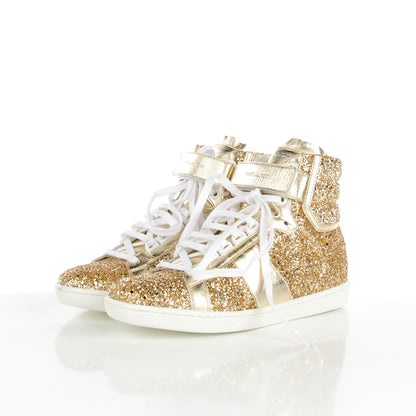 Saint Laurent Glitter Court Classic SL/14H High Top Sneakers 38.5 Gold 3 of 9