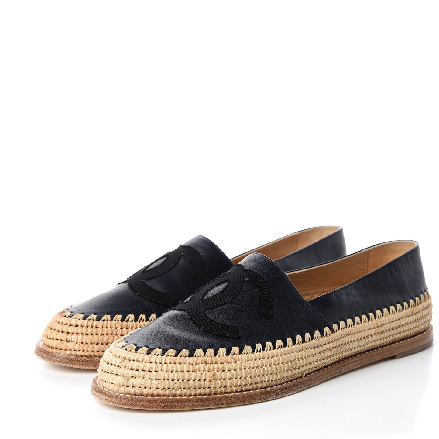 Lambskin Grosgrain Espadrilles 41 Navy Black