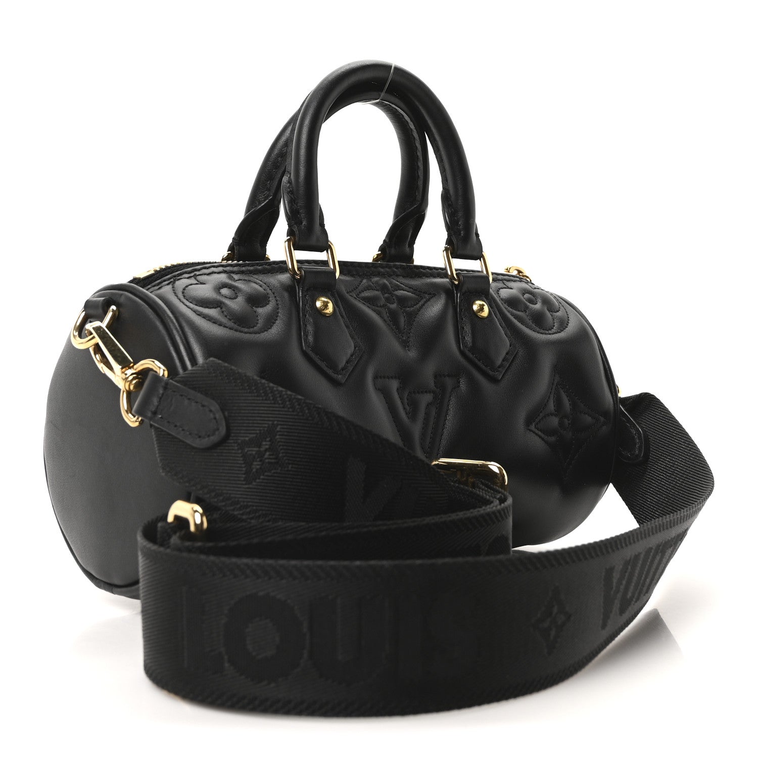 Louis Vuitton Calfskin Bubblegram Papillon BB Black 3 of 9