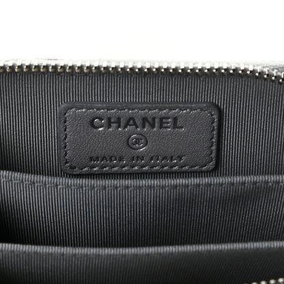 Chanel Glittered Metallic Caviar Quilted Zip Coin Purse Wallet Silver 5 of 8
