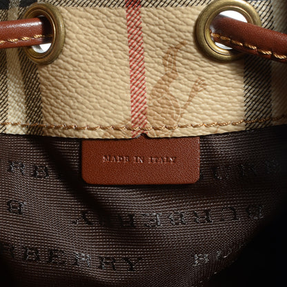 Burberry Haymarket Check Drawstring Bucket Bag Tan 6 of 10