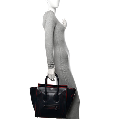 Celine Satin Debossed Calfskin Mini Luggage Navy Blue 2 of 13
