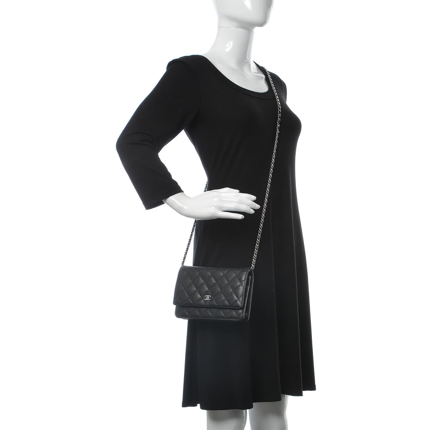 Caviar Quilted Wallet On Chain WOC Black