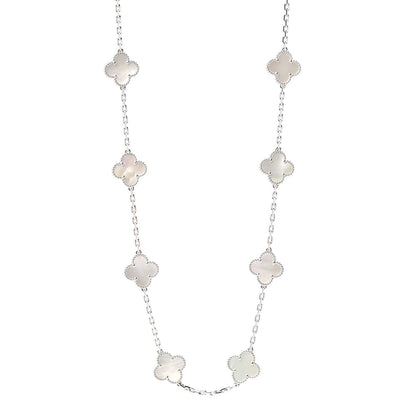 Van Cleef & Arpels 18K White Gold Mother of Pearl 20 Motifs Vintage Alhambra Necklace 1 of 7