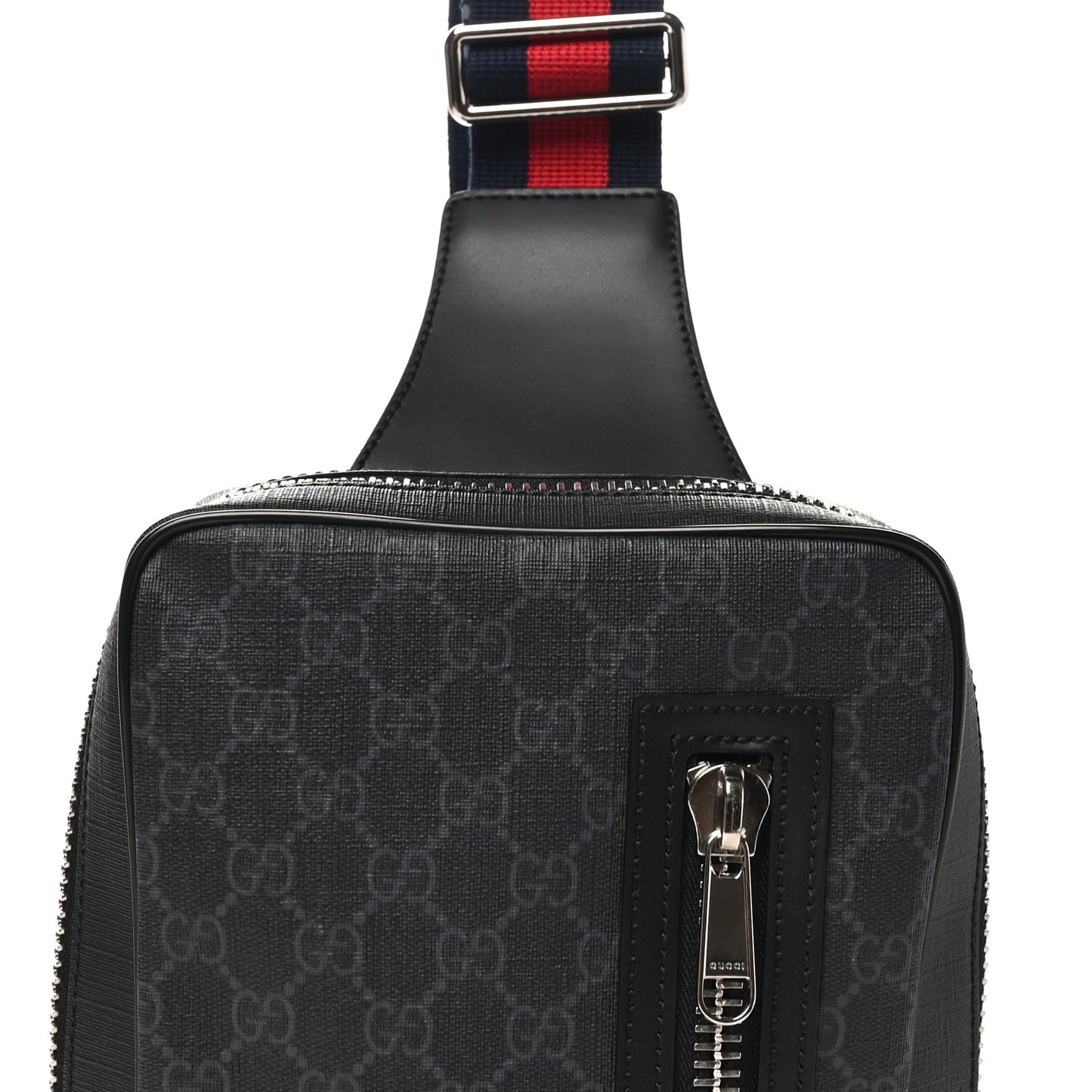 GG Supreme Monogram Web Belt Bag Black Grey