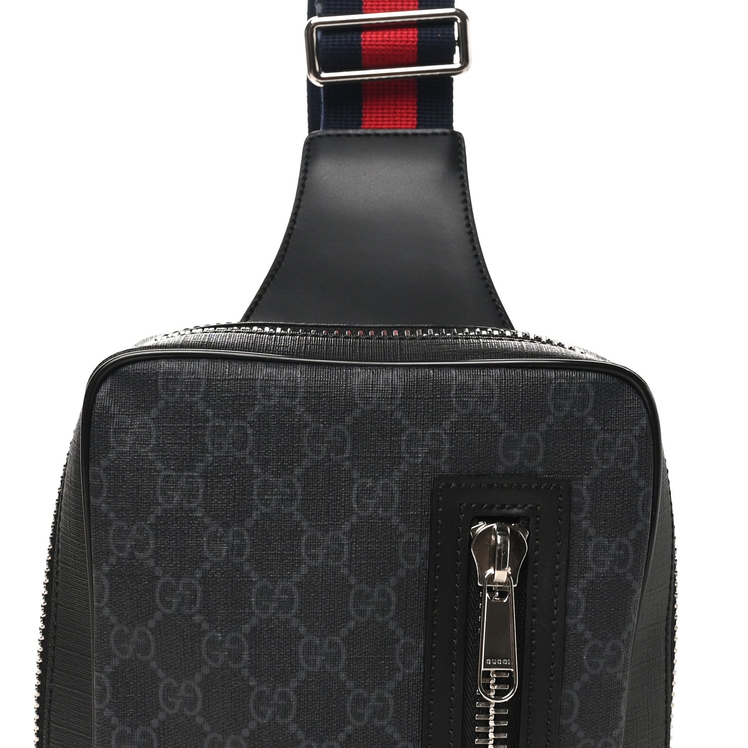 Gucci GG Supreme Monogram Web Belt Bag Black Grey 8 of 10