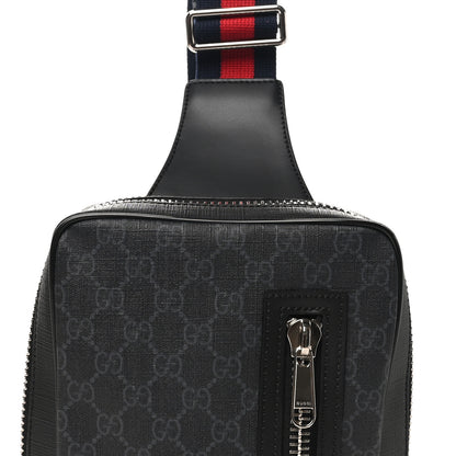 Gucci GG Supreme Monogram Web Belt Bag Black Grey 8 of 10
