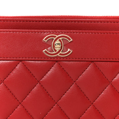 Chanel Sheepskin Quilted Mademoiselle Vintage Zip Pouch Red 8 of 9
