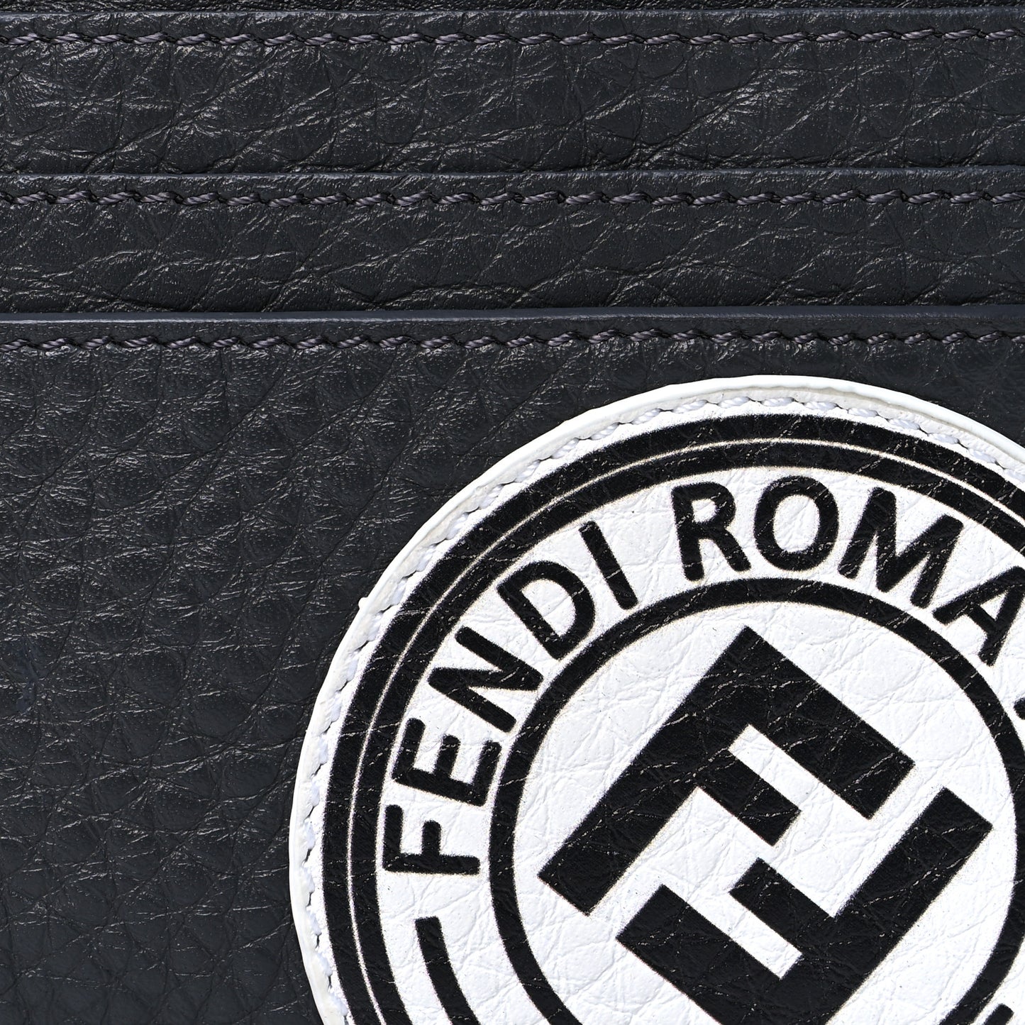 Cuoio Romano Stamp Patch Card Holder Asfalto
