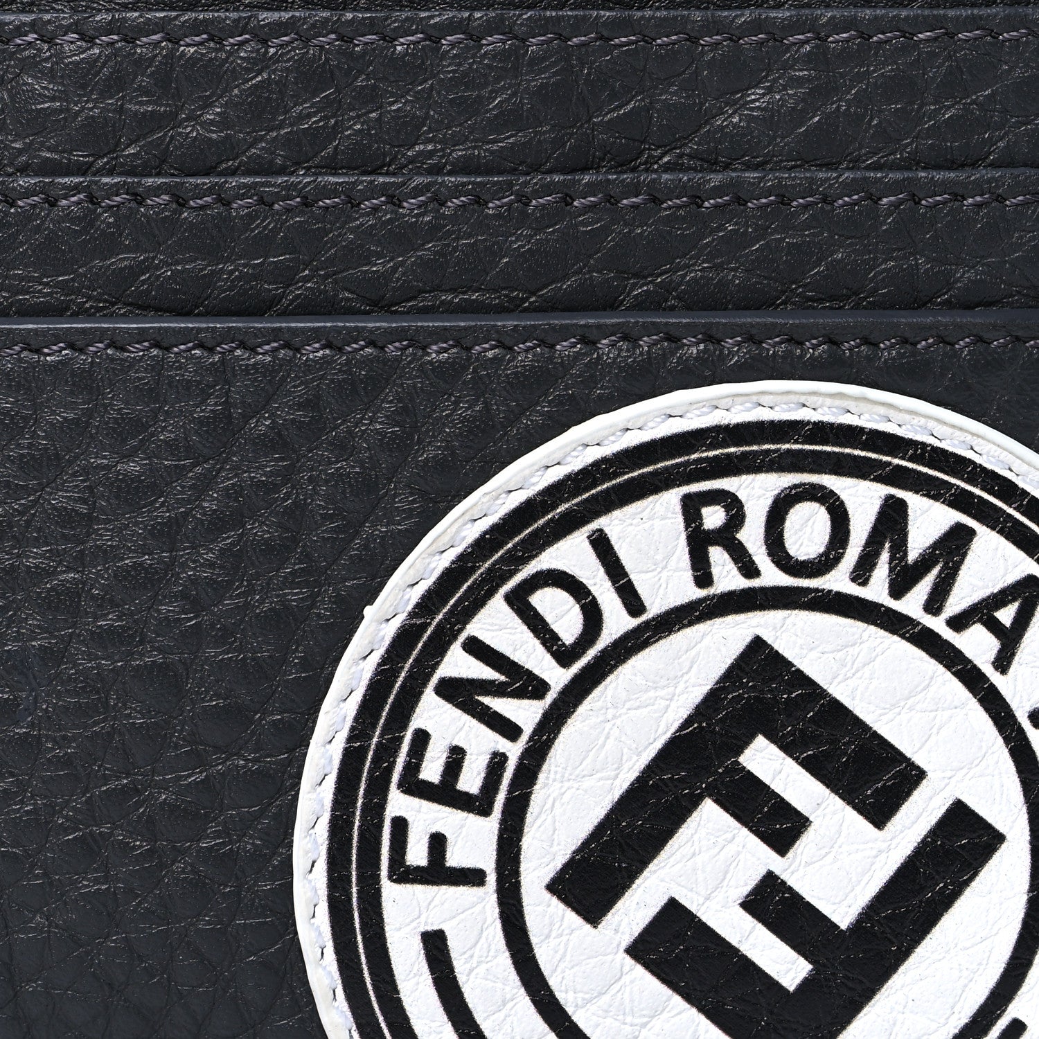 Fendi Cuoio Romano Stamp Patch Card Holder Asfalto 9 of 11