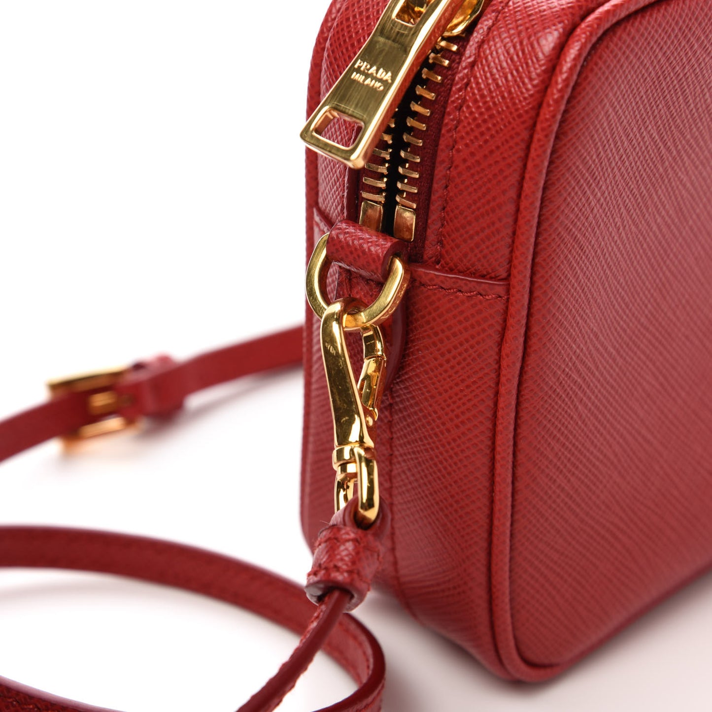 Saffiano Mini Camera Crossbody Bag Fuoco