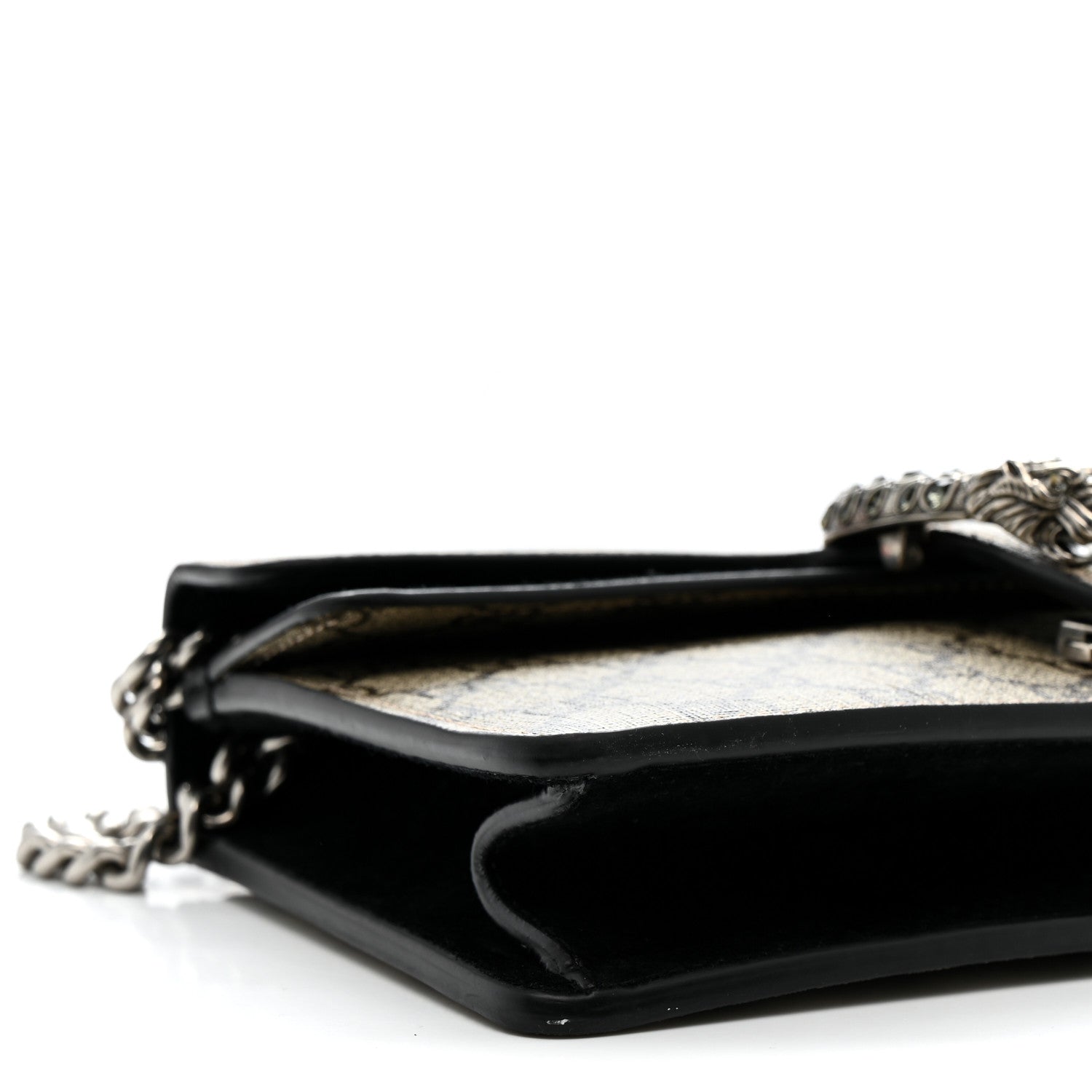Gucci GG Supreme Monogram Suede Crystal Small Dionysus Shoulder Bag Beige Ebony Black 9 of 15
