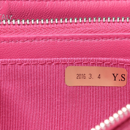 Chanel Lambskin Quilted Large Zipped Clutch Pink 8 of 9