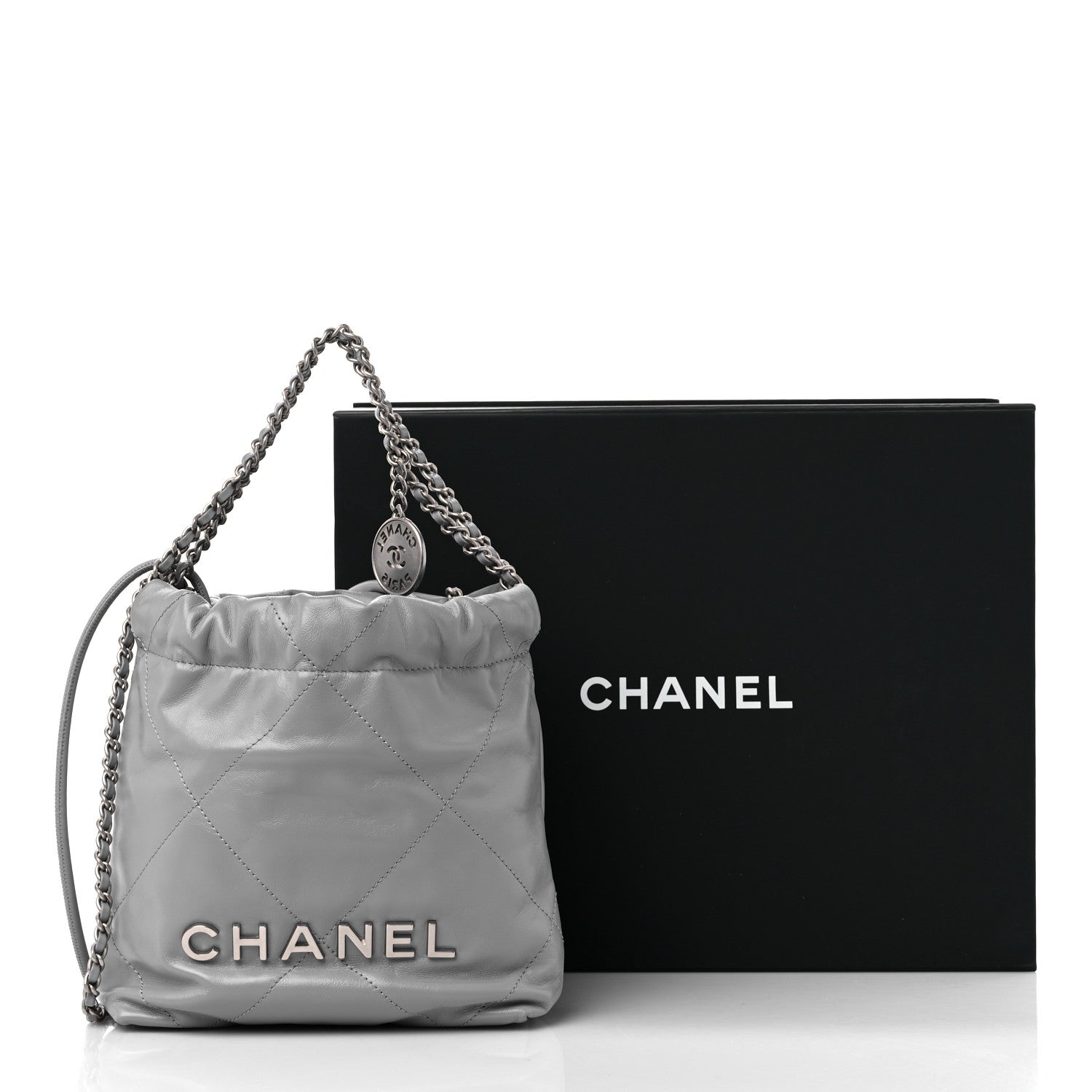 Chanel Shiny Calfskin Quilted Mini Chanel 22 Grey 10 of 10