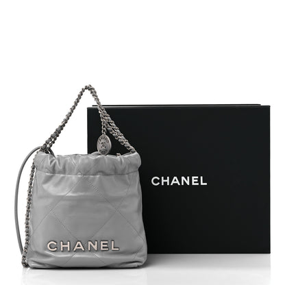 Chanel Shiny Calfskin Quilted Mini Chanel 22 Grey 10 of 10
