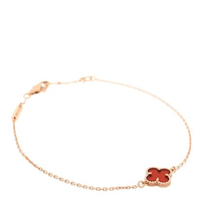 Van Cleef & Arpels 18K Rose Gold Carnelian Sweet Alhambra Bracelet 1 of 5