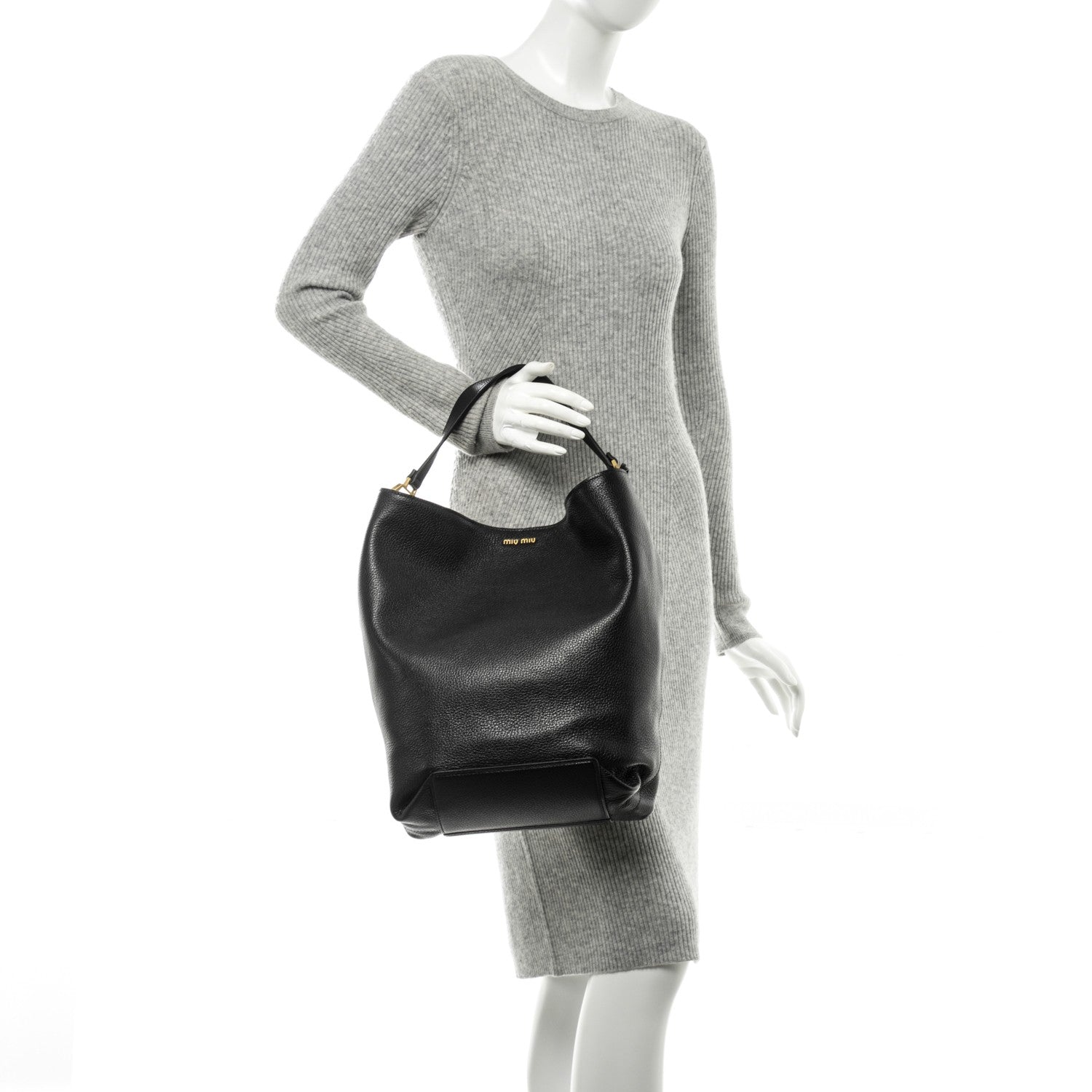 Miu Miu Goatskin Madras Bucket Bag Nero Black Porpora 2 of 8