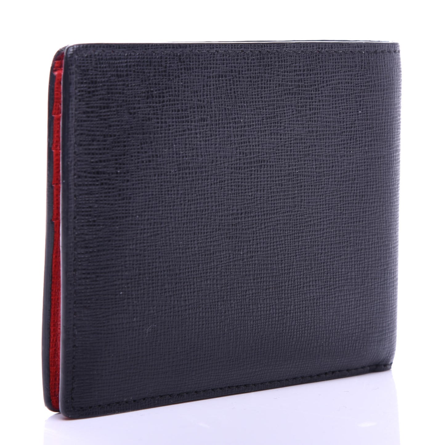 Vitello Elite Monster Eyes Inlay Bi-Fold Wallet Black Giallo Rosso