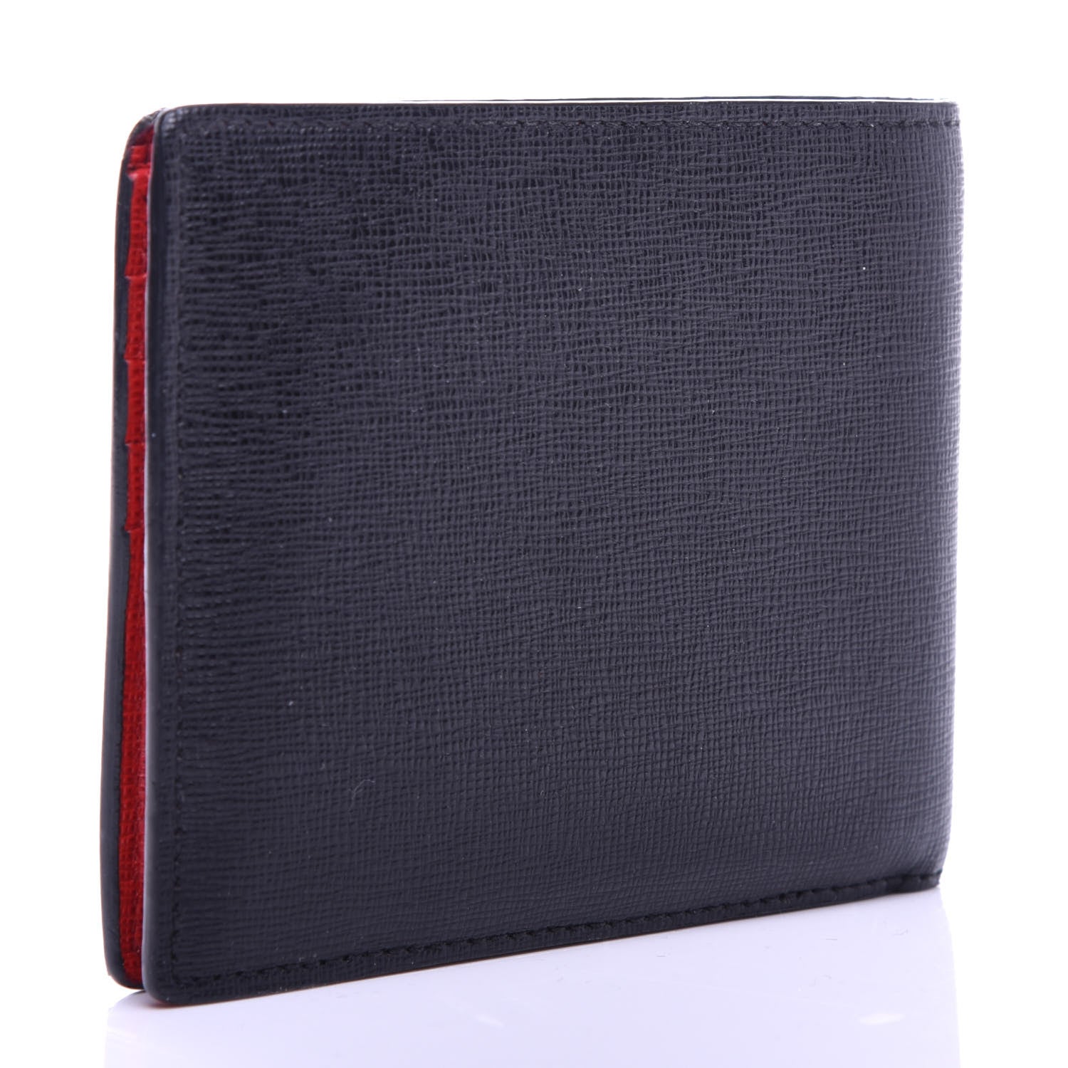 Fendi Vitello Elite Monster Eyes Inlay Bi-Fold Wallet Black Giallo Rosso 3 of 9