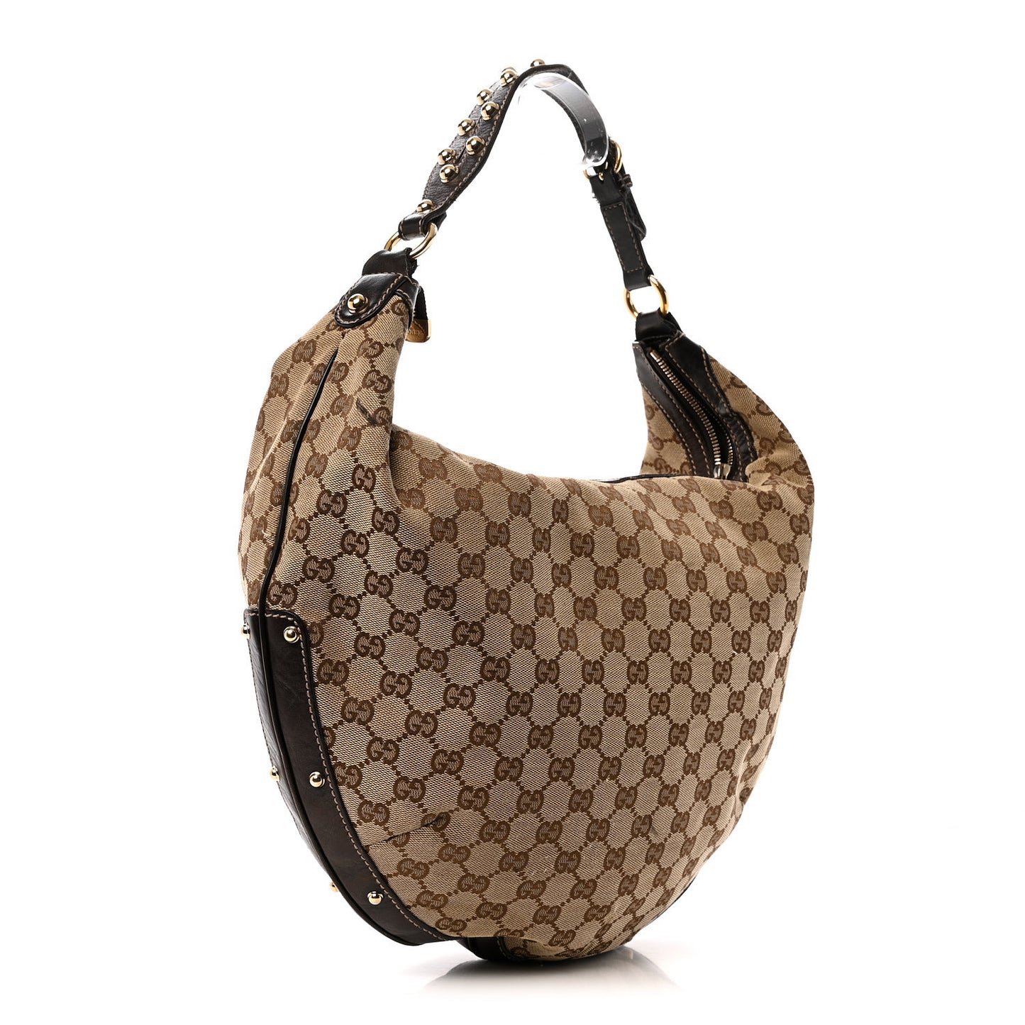Monogram Large Biba Studded Hobo Dark Brown