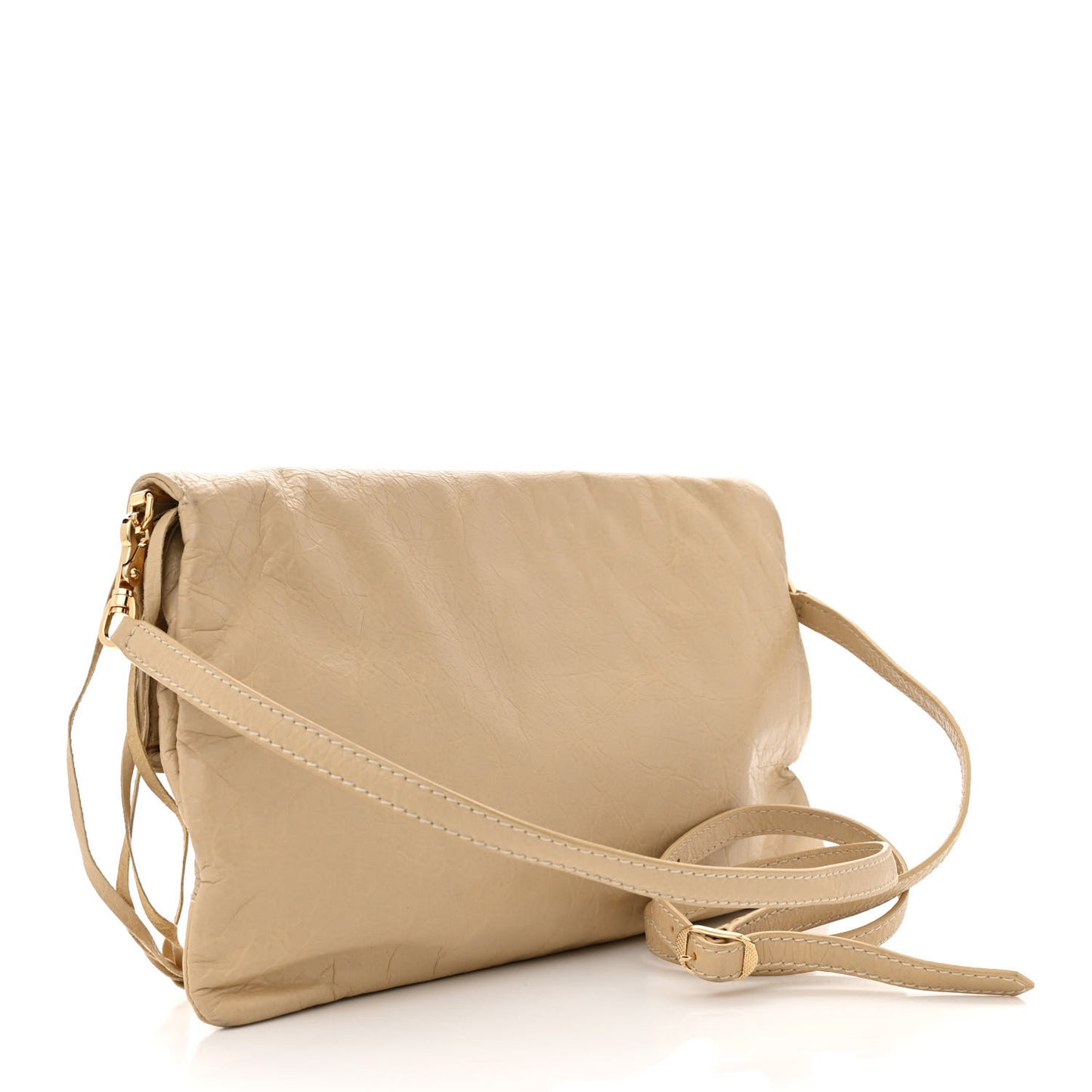 Agneau Giant 12 Gold Hardware Envelope Strap Clutch Pralaine