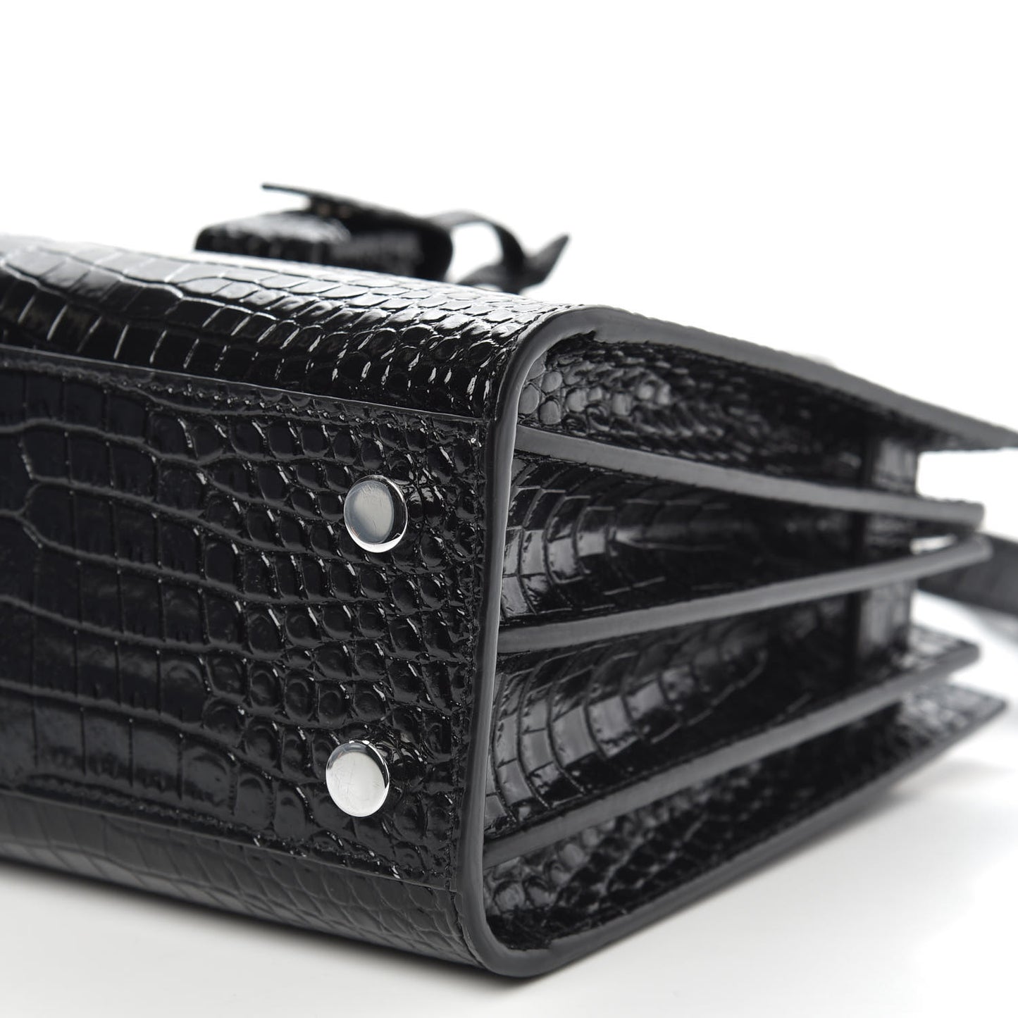 Calfskin Crocodile Embossed Nano Sac De Jour Black