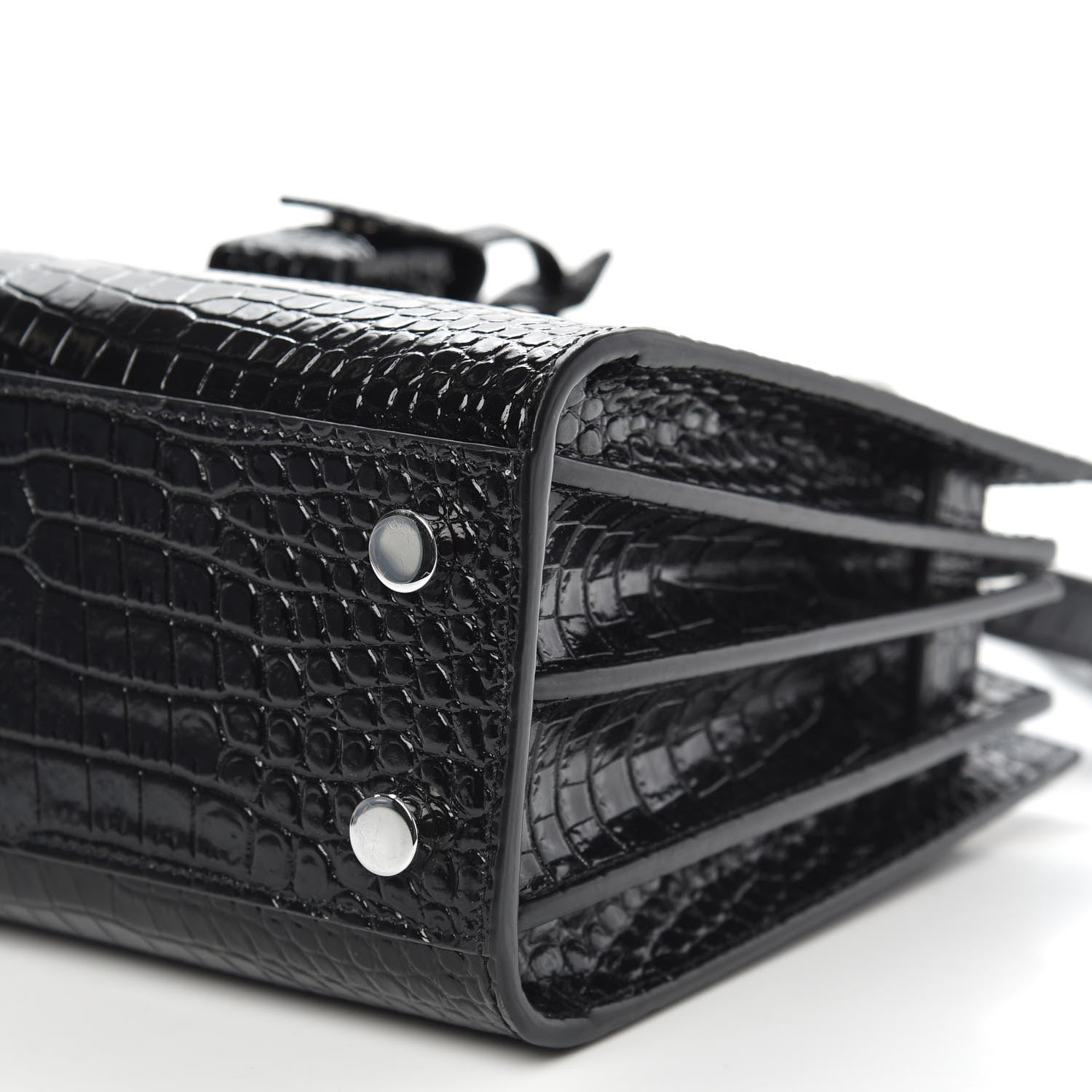 Saint Laurent Calfskin Crocodile Embossed Nano Sac De Jour Black 9 of 10
