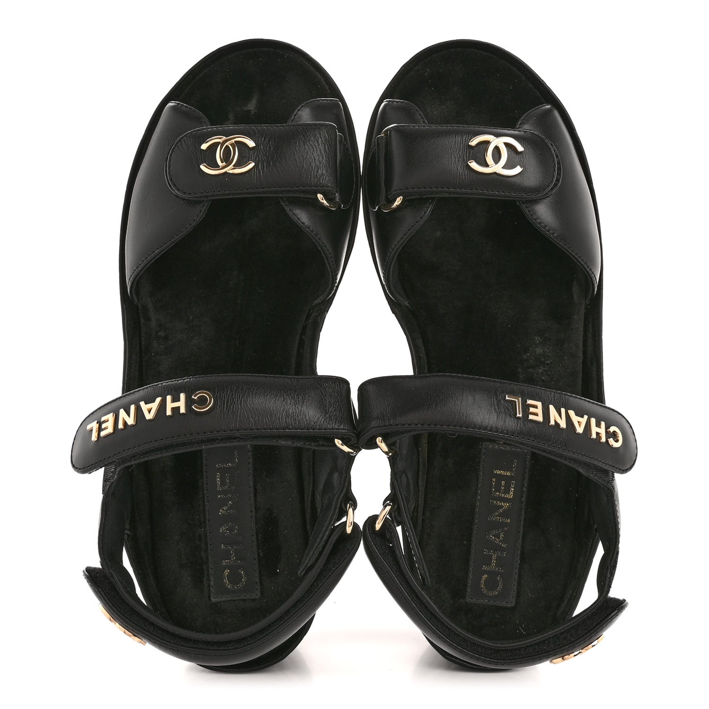 Shiny Calfskin Logo Platform Sandals 39 Black