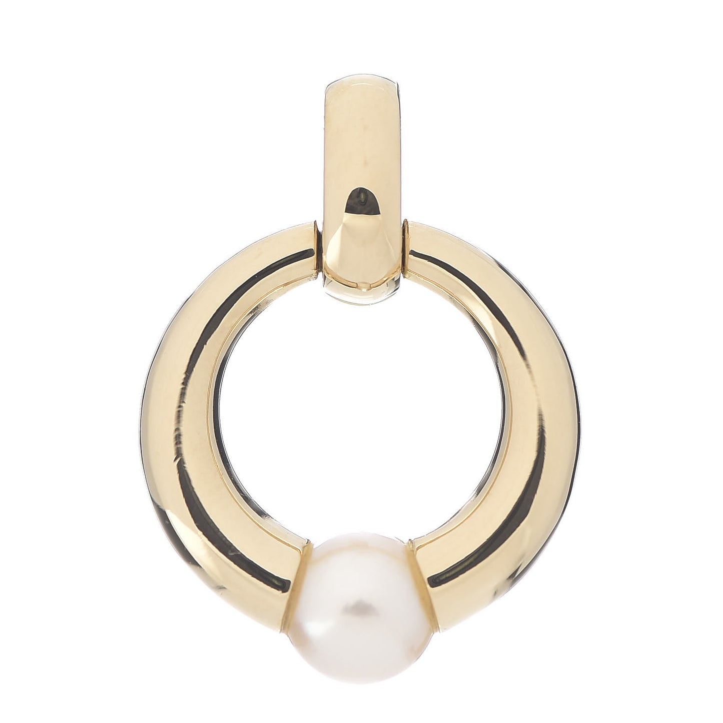 18K Yellow Gold Pearl Doorknocker Pendant