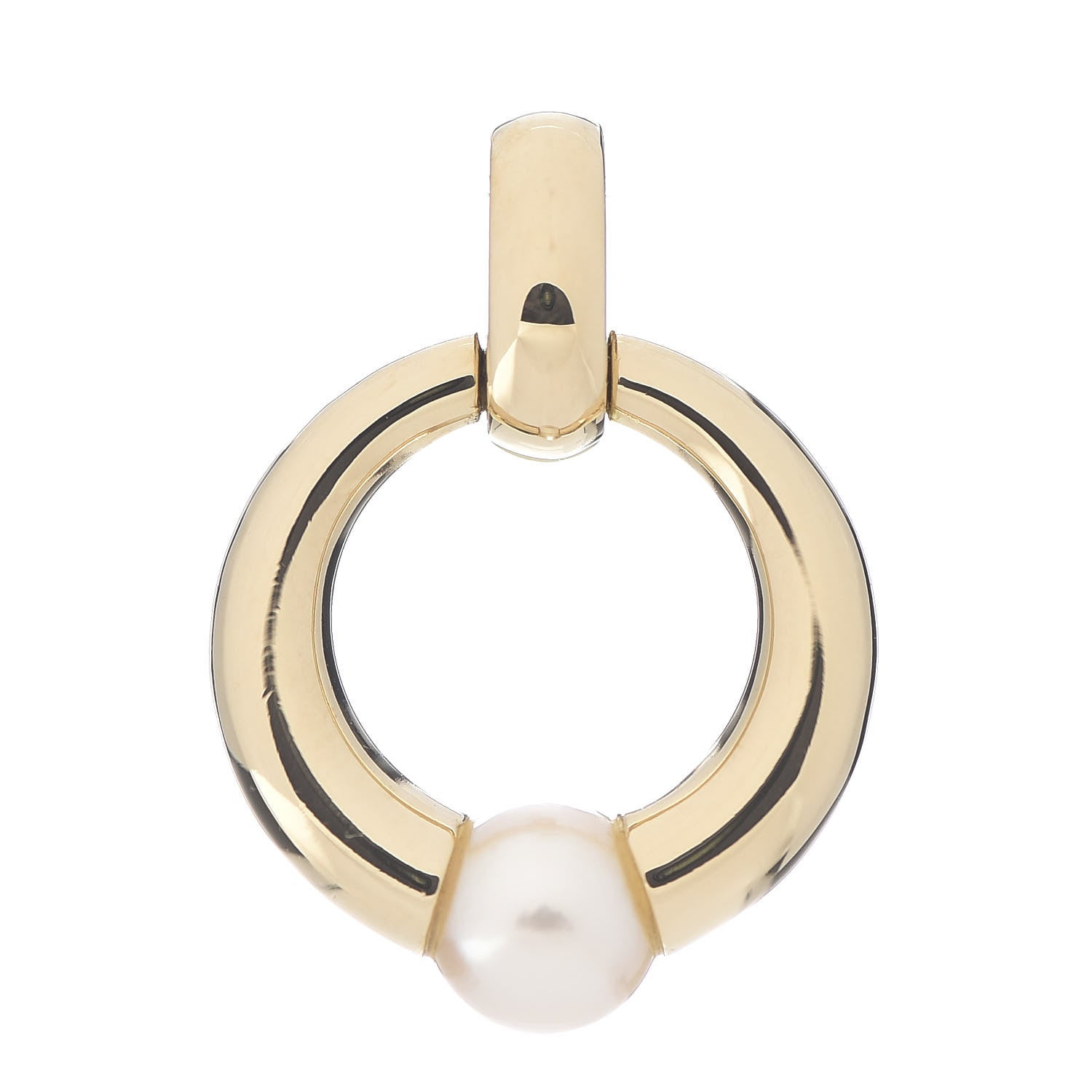 Cartier 18K Yellow Gold Pearl Doorknocker Pendant 1 of 3