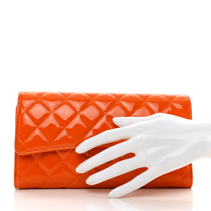 Chanel Patent Quilted Travel Wallet Orange 2 of 9