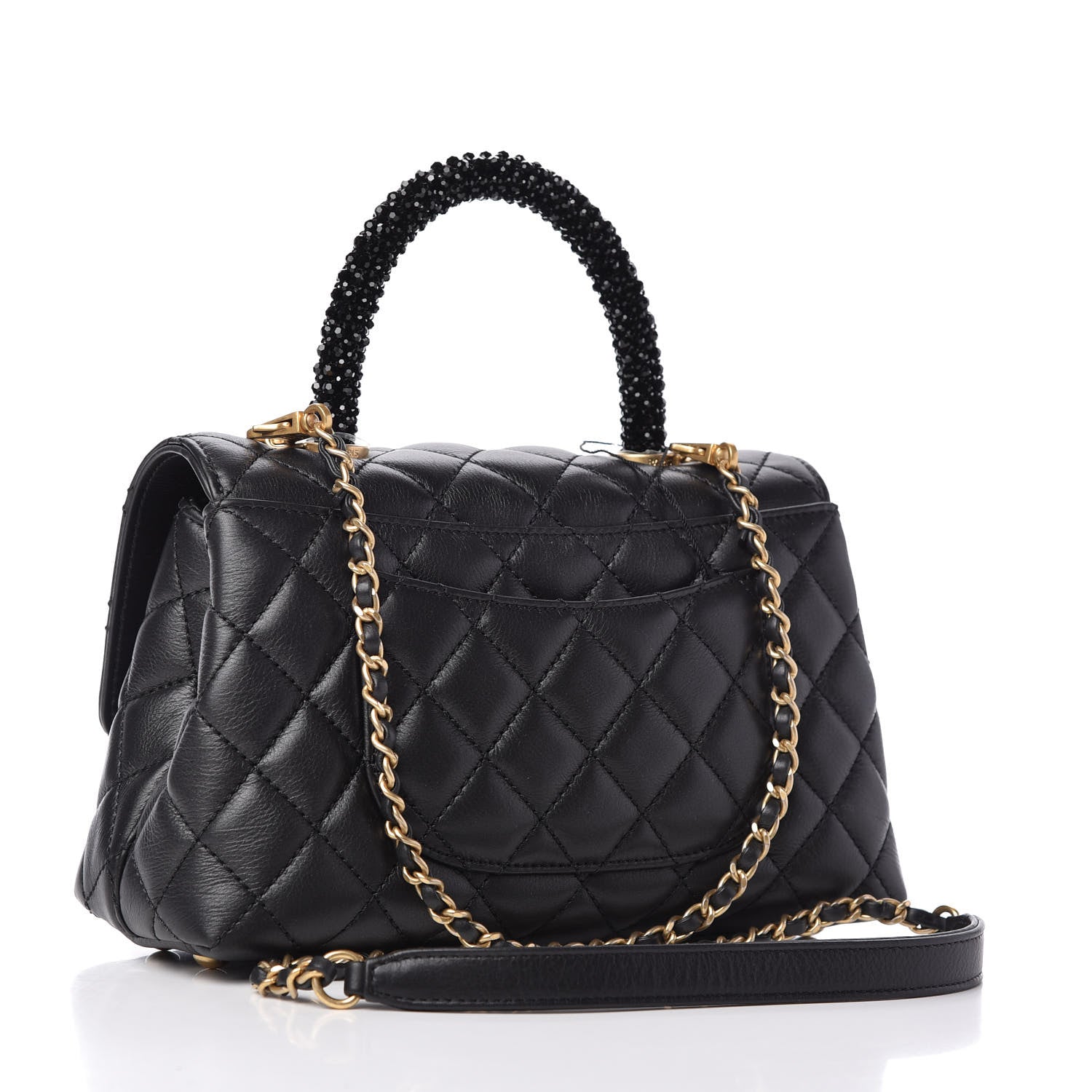 Chanel Calfskin Strass Quilted Mini Coco Handle Flap Black 3 of 10
