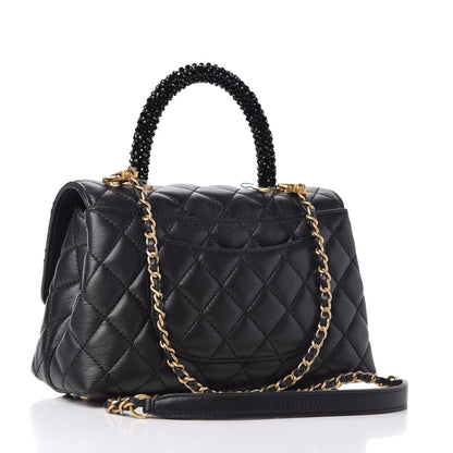 Chanel Calfskin Strass Quilted Mini Coco Handle Flap Black 3 of 10