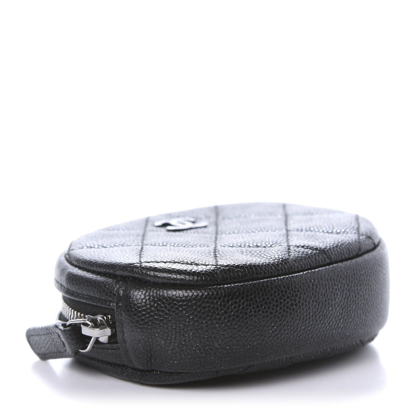 Iridescent Caviar Quilted Zip Around Classic Coin Purse Black