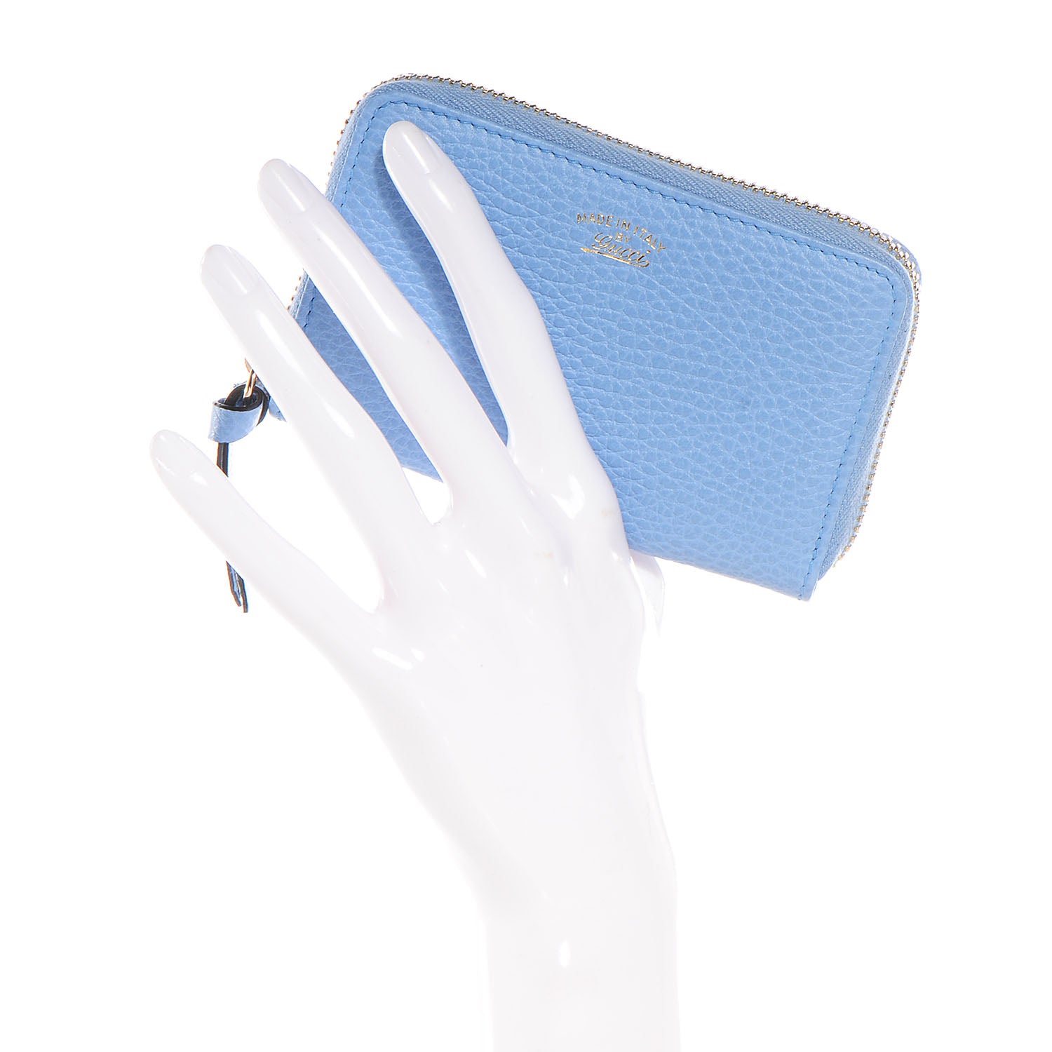 Gucci Dollar Calfskin Swing Zip Around Card Case Mineral Blue 2 of 7