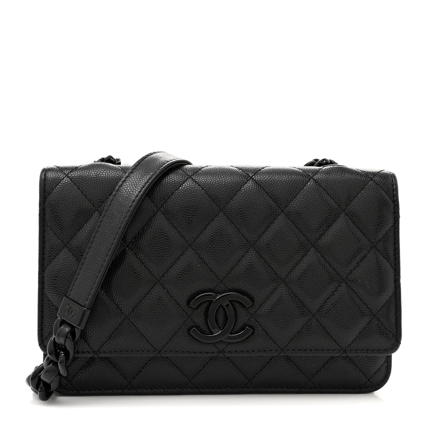 Caviar Quilted My Everything Wallet On Chain WOC Black