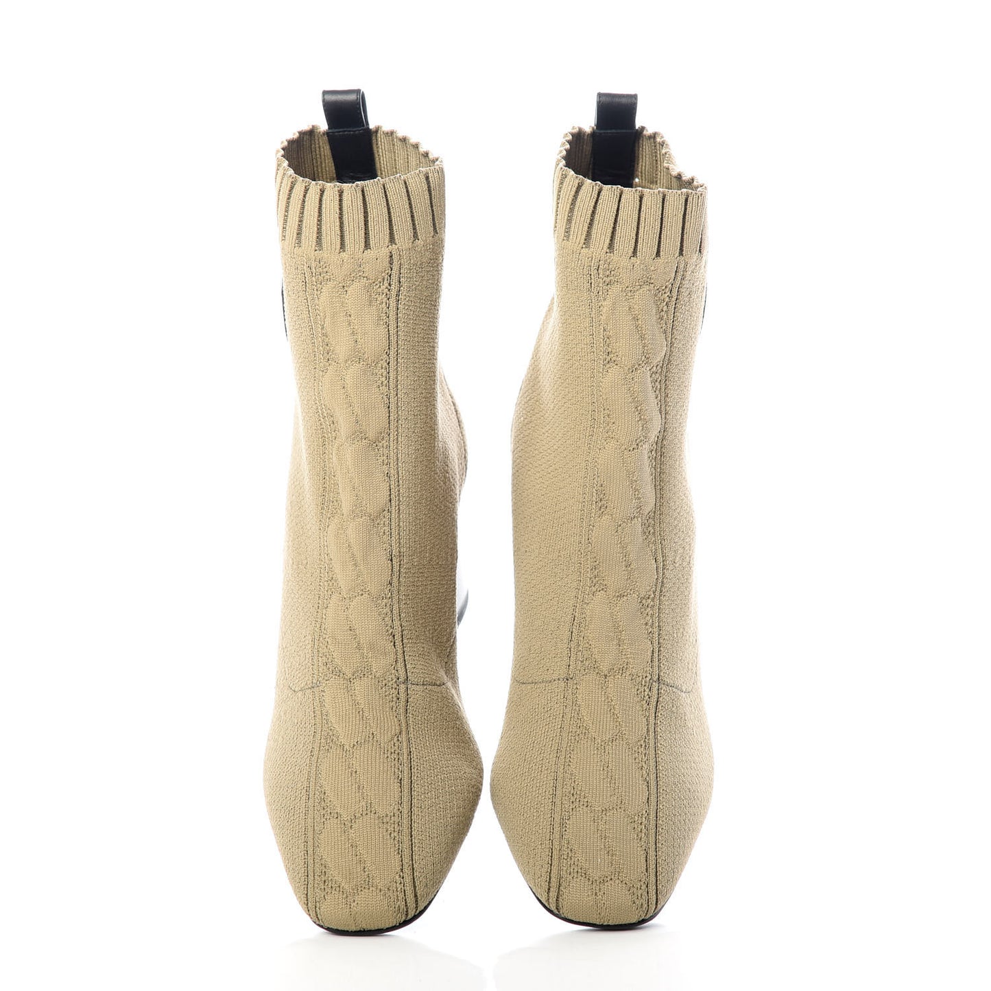 Knit Calfskin Volver 60 Ankle Boots 36 Vert Resine