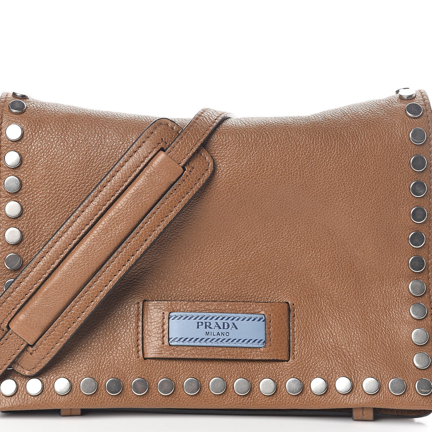 Glace Calfskin Studded Etiquette Flap Cannella