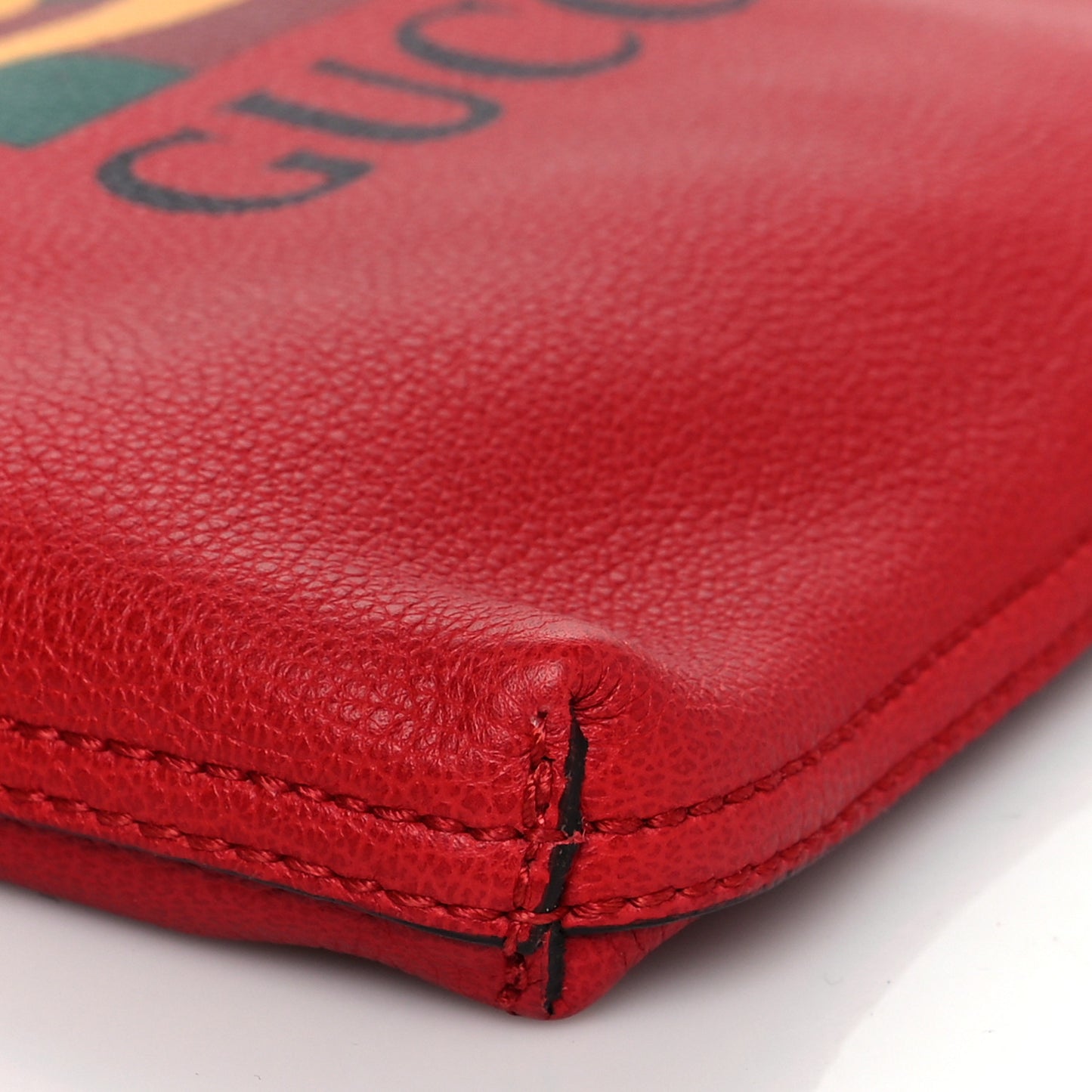 Pebbled Calfskin Medium Logo Portfolio Clutch Hibiscus Red