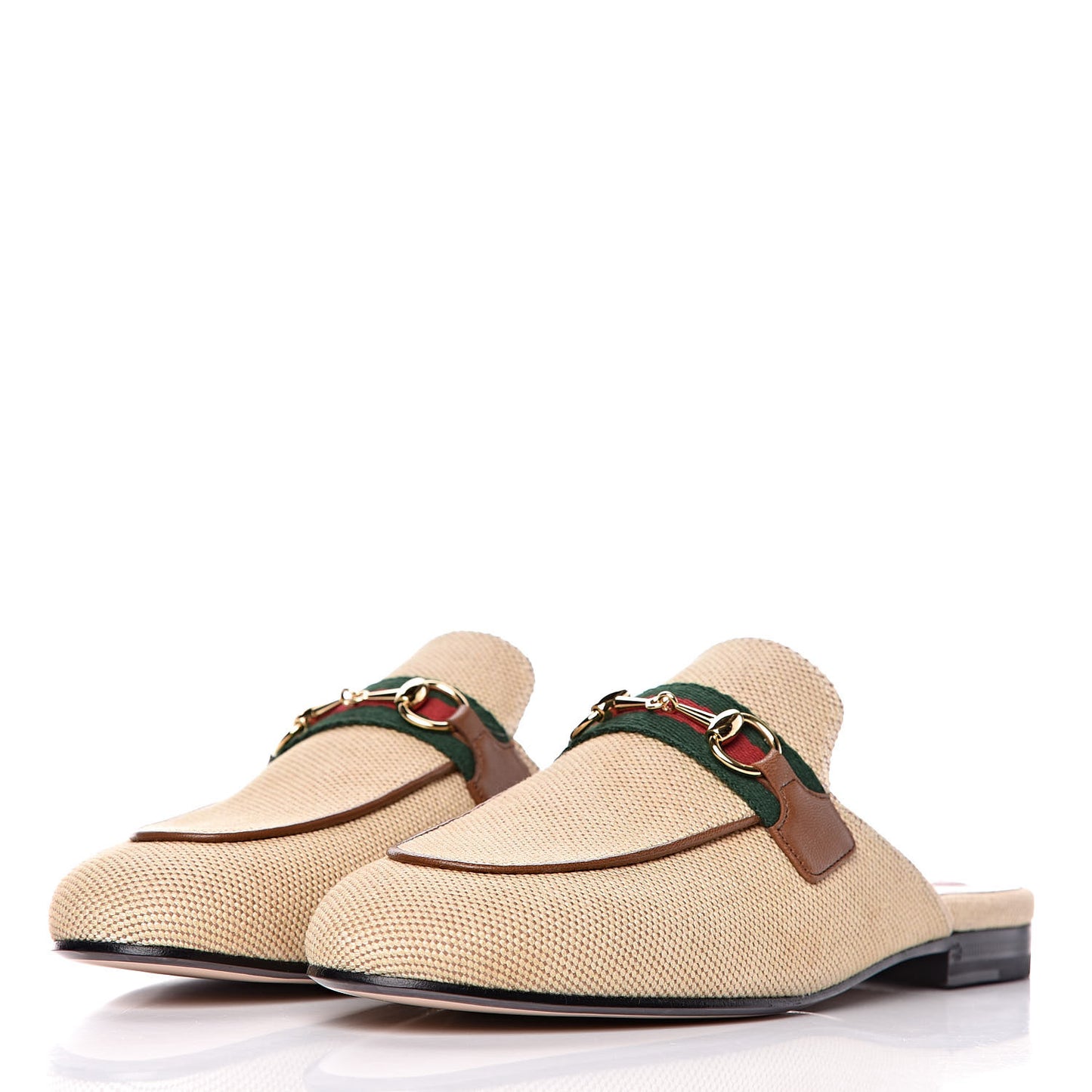 Canvas Vintage Charlotte Web Princetown Slippers 37.5 Sand Cuir