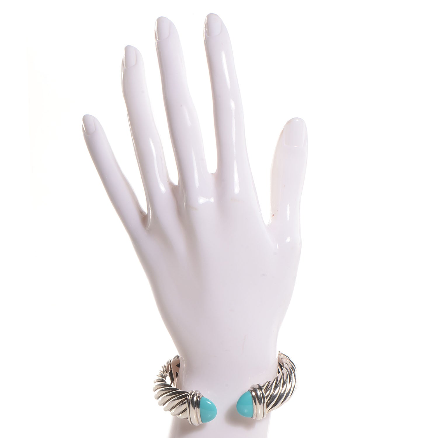 David Yurman Sterling Silver Turquoise 15mm Waverly Bracelet 2 of 5